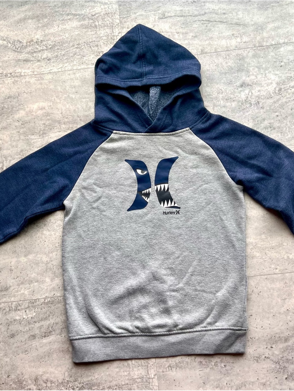Hurley Navy & Gray Shark Logo Hooded Sweatshirt
